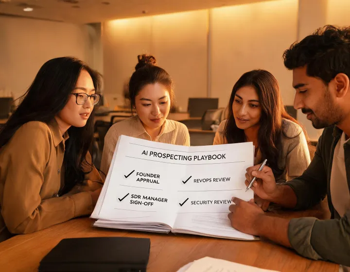 Revenue team reviewing a respectful outreach playbook